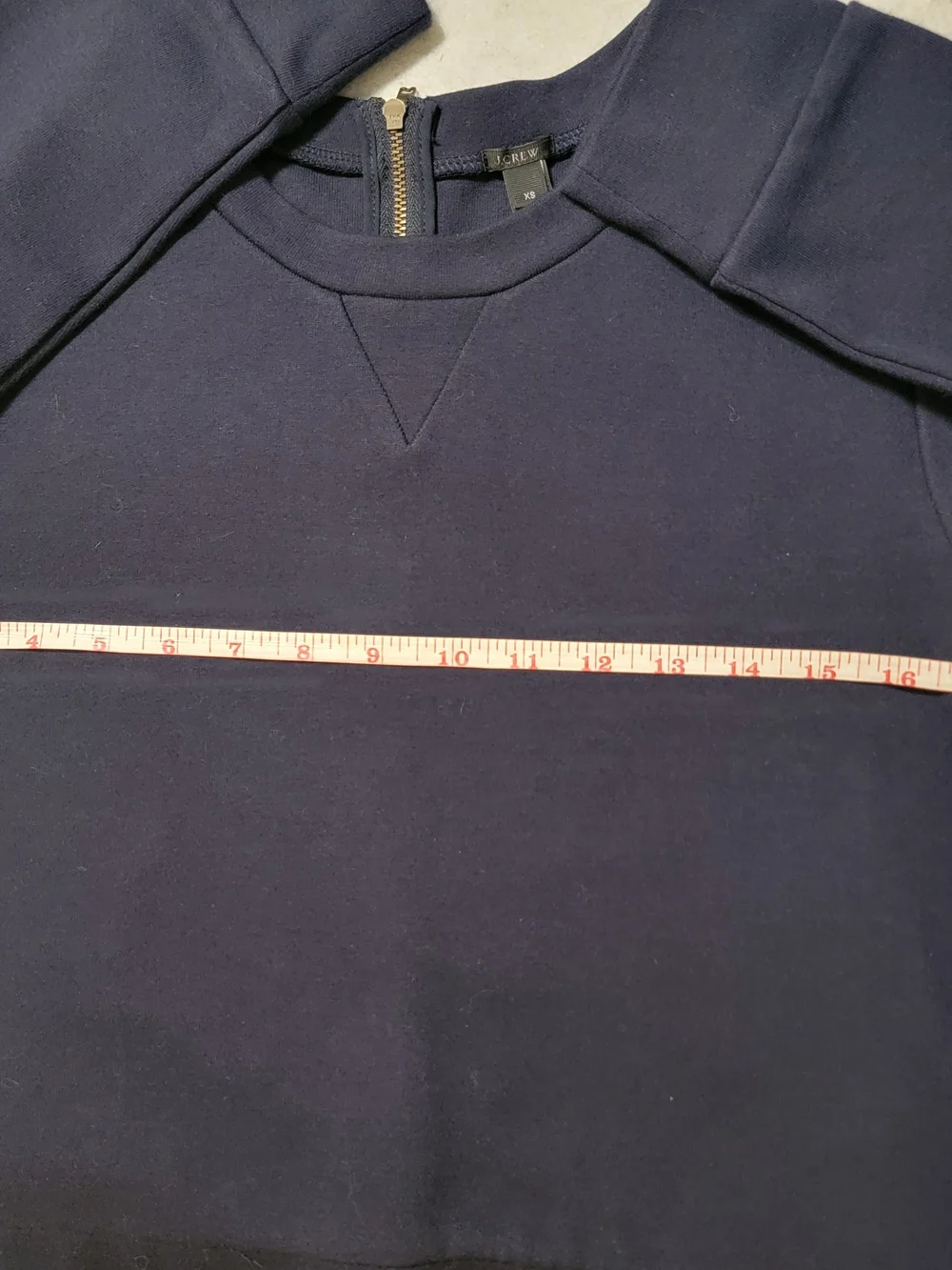 J.Crew Navy Blue Black Fringe Hem Sweatshirt Back Zip Pullover Style E4354 XS